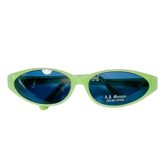 AJ Morgan Mod 28002 Sunglasses Green Transparent Blue Lens New Vintage Deadstock - Picture 1 of 12
